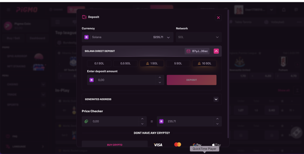 pigmo crypto deposit